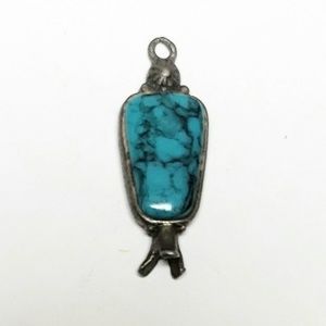 Squash Blossom Faux Turquoise Pendant Charm